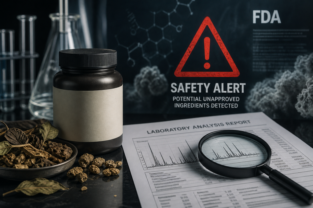 FDA yellow oleander weight-loss supplement safety alert showing botanical products and laboratory testing