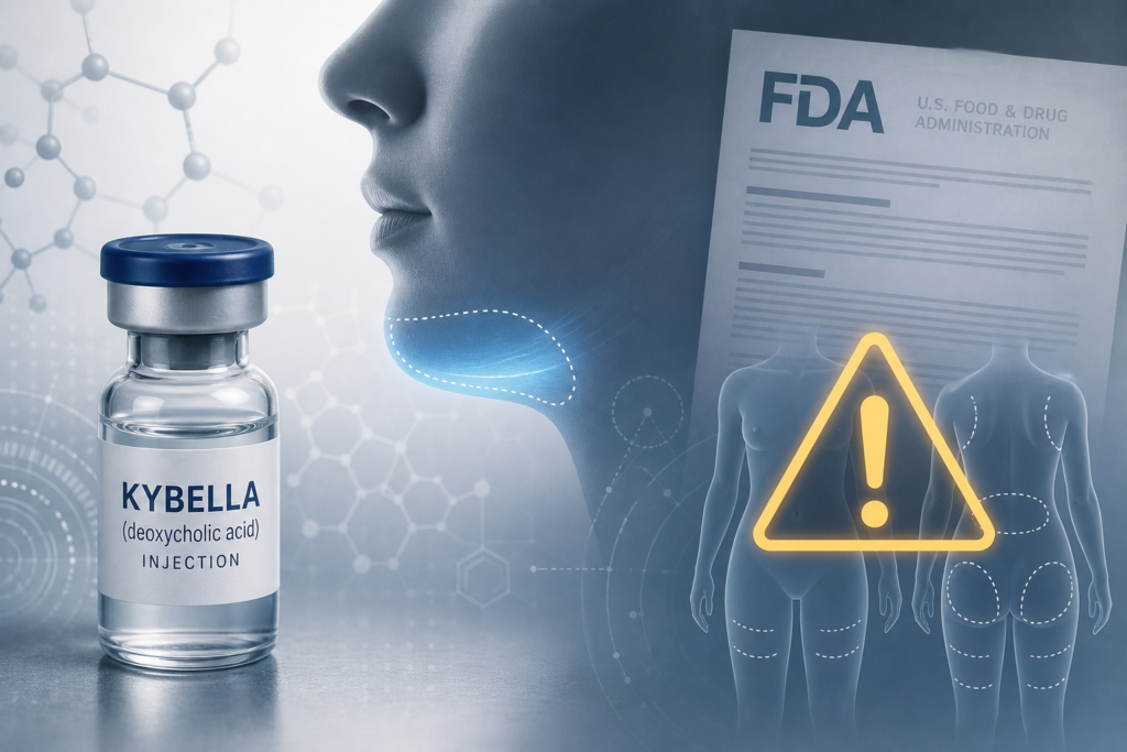 FDA Kybella off-label injection warning for deoxycholic acid risks
