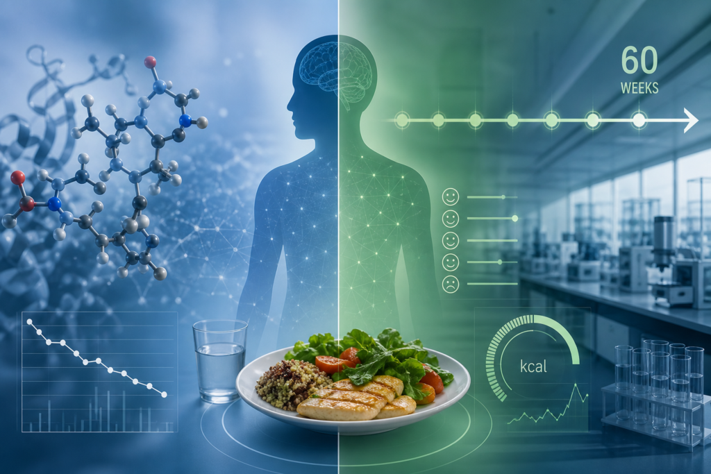 Semaglutide food reward study showing sustained calorie reduction over 60 weeks